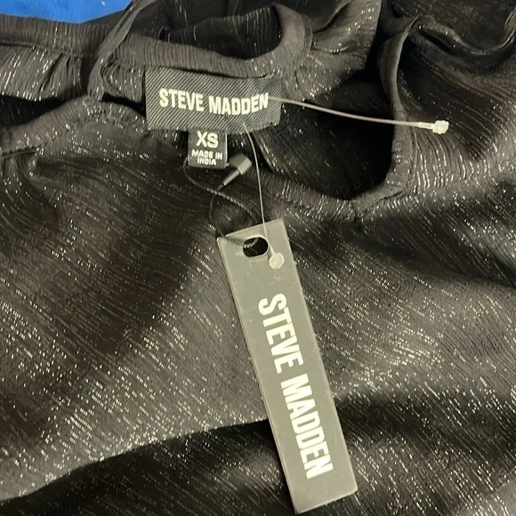 ⭐️ NWT- Steve Madden smocked waist black mini dress - size XS - Picture 7 of 10